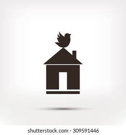 Pet bird house flat icon