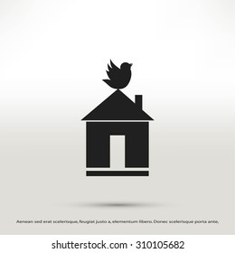 Pet bird house flat icon