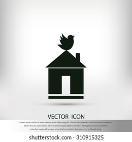 Pet bird house flat icon