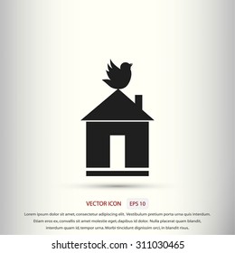 Pet bird house flat icon