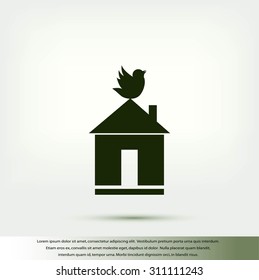 Pet bird house flat icon