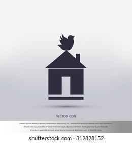 Pet bird house flat icon