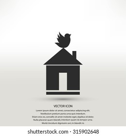 Pet bird house flat icon