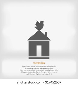 Pet bird house flat icon