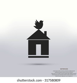 Pet bird house flat icon