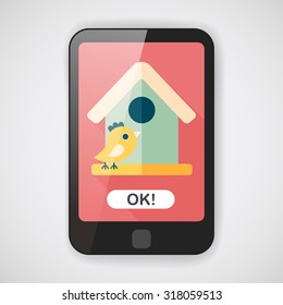 Pet bird house flat icon with long shadow,eps10