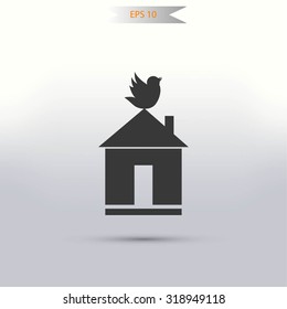 Pet bird house flat icon