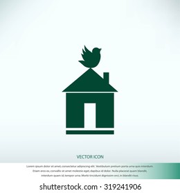 Pet bird house flat icon