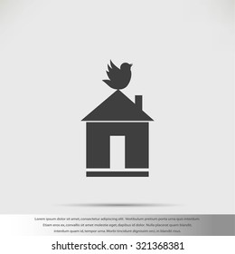 Pet bird house flat icon