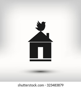 Pet bird house flat icon