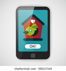 Pet bird house flat icon with long shadow,eps10