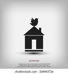 Pet bird house flat icon