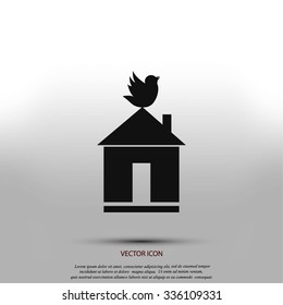 Pet bird house flat icon