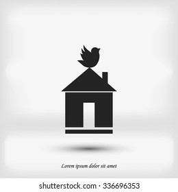 Pet bird house flat icon