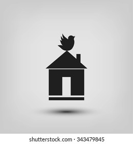 Pet bird house flat icon