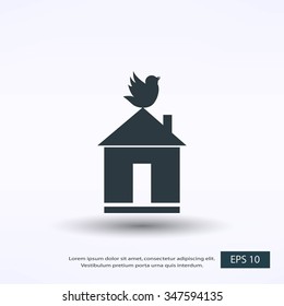 Pet bird house flat icon