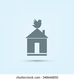 Pet bird house flat icon