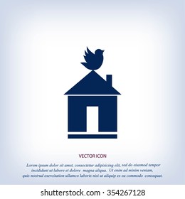 Pet bird house flat icon