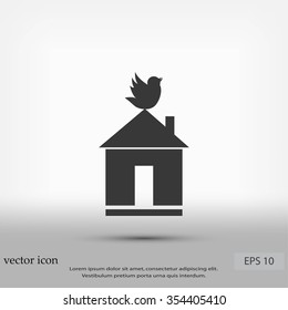 Pet bird house flat icon
