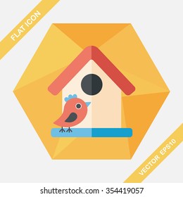 Pet bird house flat icon with long shadow,eps10