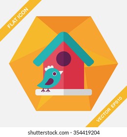Pet bird house flat icon with long shadow,eps10