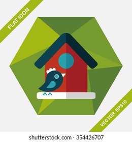 Pet bird house flat icon with long shadow,eps10