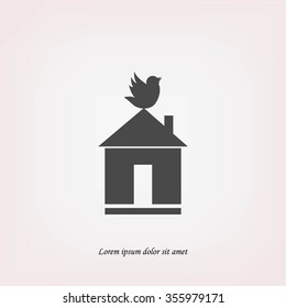 Pet bird house flat icon