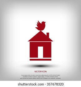 Pet bird house flat icon
