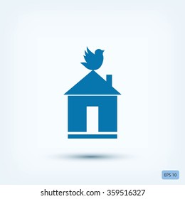 Pet bird house flat icon