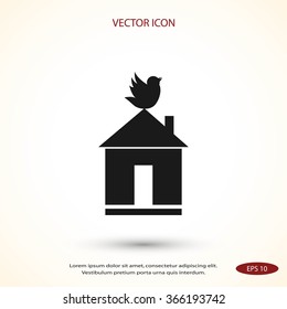 Pet bird house flat icon