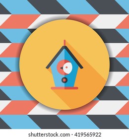 Pet bird house flat icon with long shadow,eps10