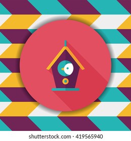 Pet bird house flat icon with long shadow,eps10