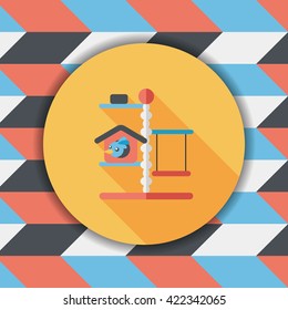 Pet bird house flat icon with long shadow,eps10
