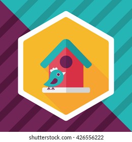 Pet bird house flat icon with long shadow,eps10