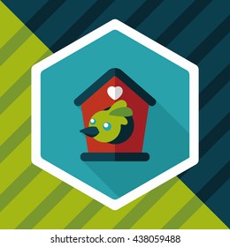 Pet bird house flat icon with long shadow,eps10