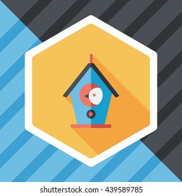 Pet bird house flat icon with long shadow,eps10