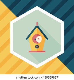 Pet bird house flat icon with long shadow,eps10