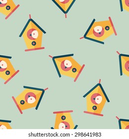 Pet bird house flat icon,eps10 seamless pattern background