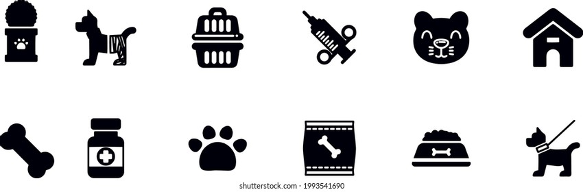 diseño vectorial de iconos negros de mascota 
