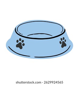 Diseño de Vector de elemento de cuenco azul para mascotas en ilustración de fondo blanco para Clipart, pegatina, impresión, tienda de mascotas.
