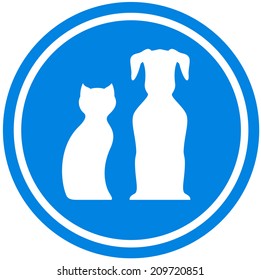 pet blue icon- pet shop isolated emblem