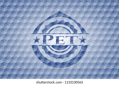 Pet blue polygonal badge.