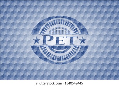 Pet blue polygonal badge.