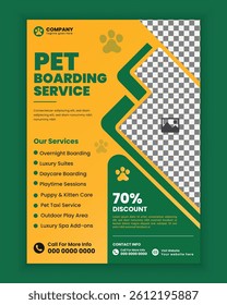 Pet Boarding service Poster and flyer design for Pet related business a4 size flyer template design