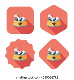 pet bone flat icon with long shadow, eps10