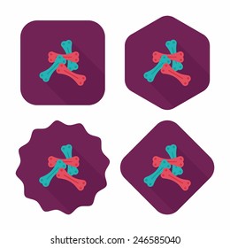 pet bone flat icon with long shadow,eps10