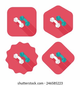 Pet bone flat icon with long shadow,eps10