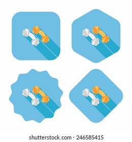 Pet bone flat icon with long shadow,eps10
