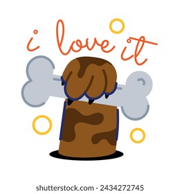 Pet bone flat style sticker  