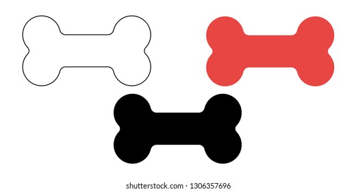 Pet bone icon in flat, simple, outline styles. Vector illustration.